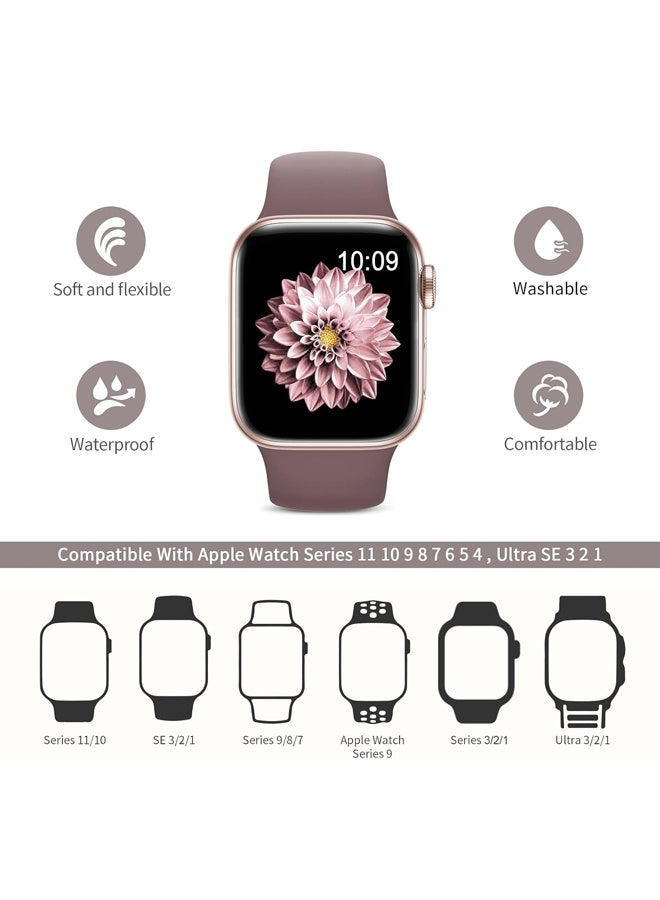 مجموعة من 6 أحزمة رياضية متوافقة مع ساعات أبل، مقاسات 38 مم، 40 مم، 41 مم، 42 مم، 44 مم، 45 مم، 49 مم، 46 مم، حزام سيليكون مقاوم للماء لساعات أبل من السلسلة 11، 10، 9، ألترا، 8، 7، 6، 5، 4، 3، 2، 1، SE، للرجال والنساء - Image 2